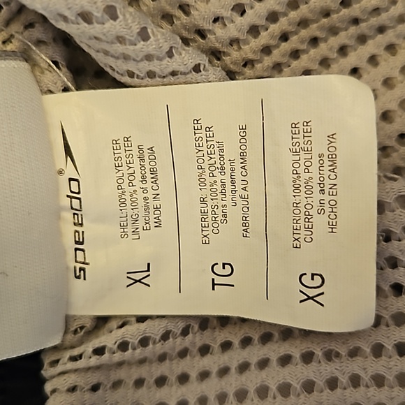 SPEEDO SWIM TRUNKS XL MEN'S  TAN NAVY BLUE RED POCKETS - Picture 6 of 8